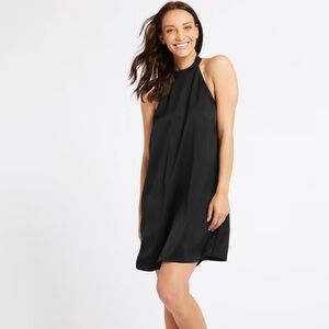 Adrienne Vittadini size xs little black dress high neck halter style flowy